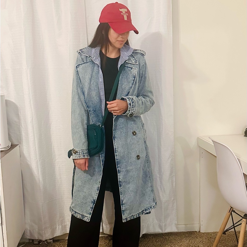 Vintage Denim Trench Coat